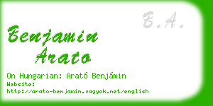 benjamin arato business card